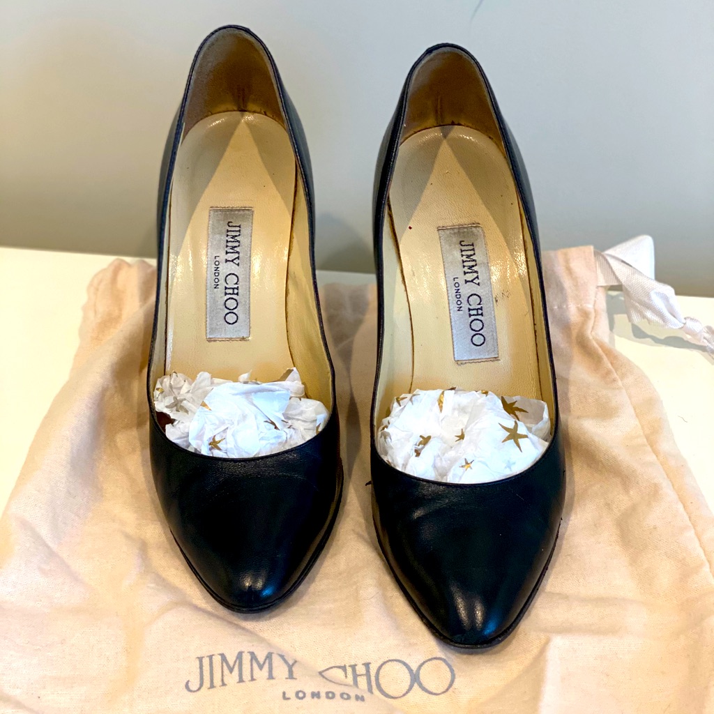 Authentic Jimmy Choo Classic Black Almond Toe Pump